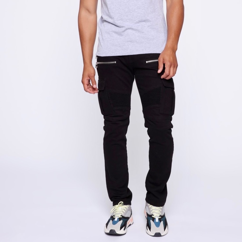 Redline Skinny Cargo Moto Pant - Black